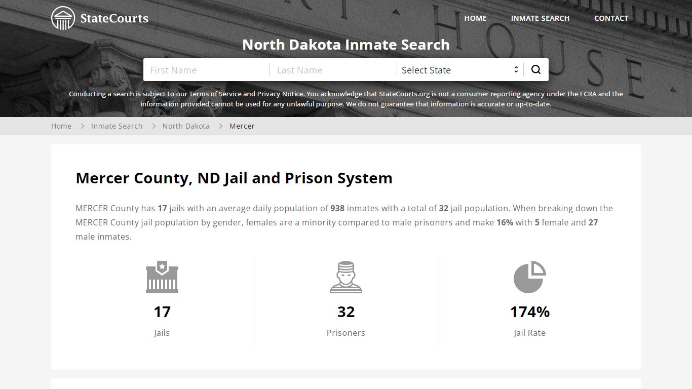 Mercer County, ND Inmate Search - StateCourts